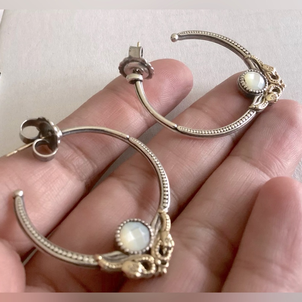 Konstantino Mother of Pearl Hoop Earrings, Sterling Silver & 18K Gold - Picture 5 of 11